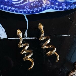 Gold Snake Spiral Earrings